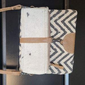 Chevron with real fur purse